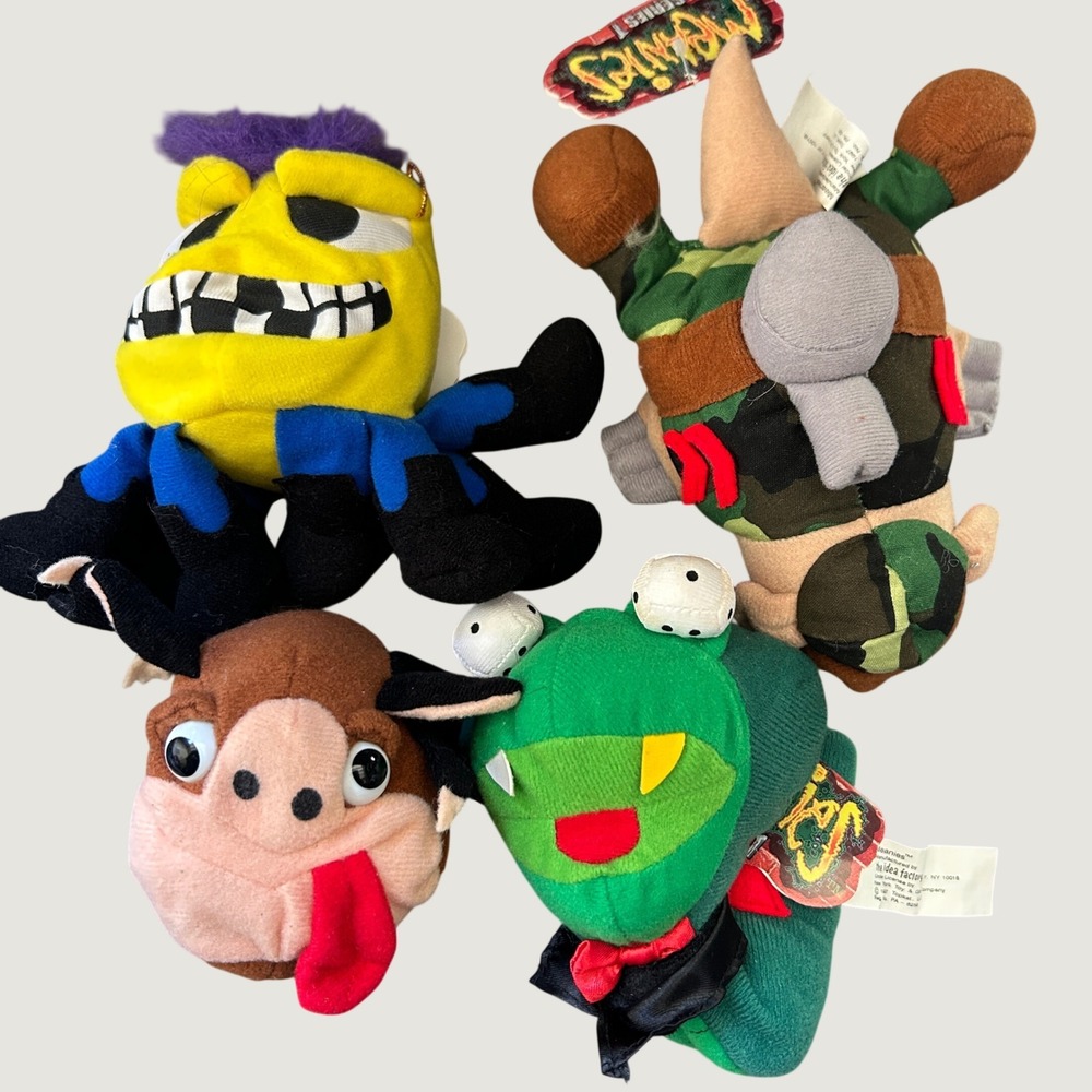 Idea Factory Meanies Series 1 Plush Toy Lot‎ 4 Small kidcore vintage 1997